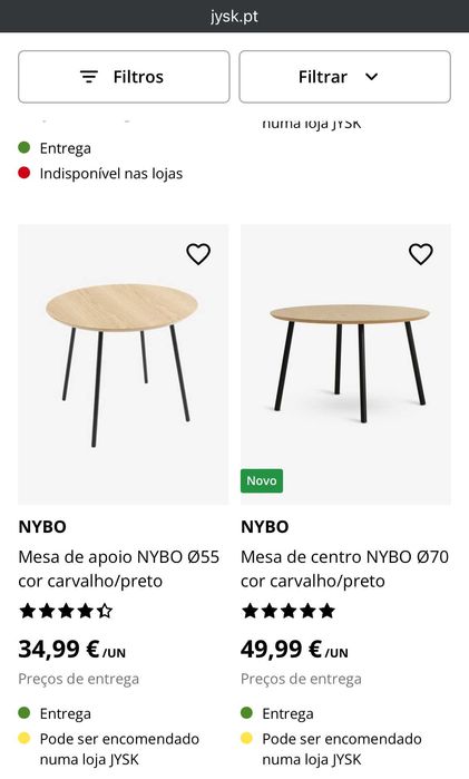 Conjunto de mesas de apoio de madeira Jysk