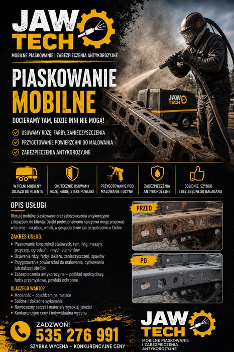 Mobilne Piaskowanie | Piaskowanie z Dojazdem | Zabezpieczenia Antykorozyjne