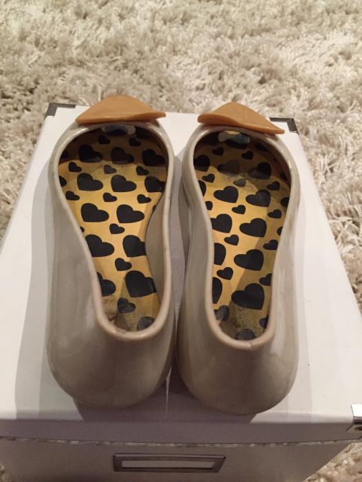 Balerinki meliski kremowe gumowe z serduszkiem