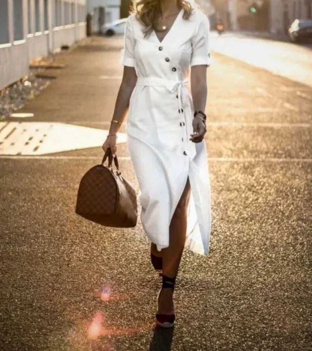 Zara biala midi sukienka