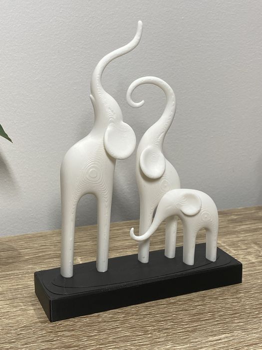 Escultura Família Elefantes Decorativa 3D