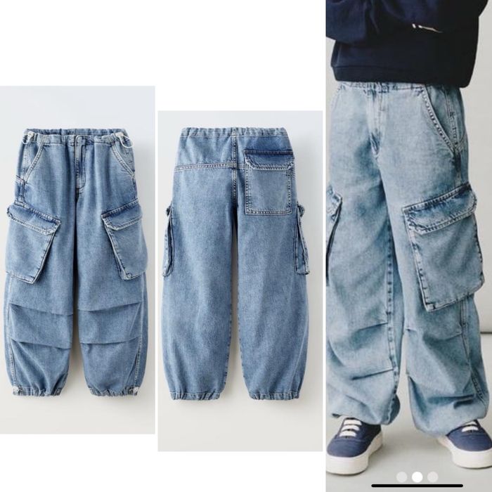 ‼️ джинси карго Zara 128 7 8 бермуди з карманами накладними