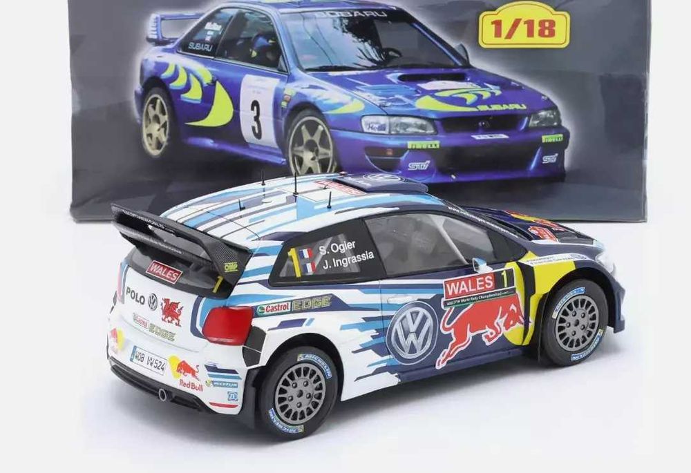 1/18 volkswagen pollo r wrc rally wales 2015 s. ogier (altaya ixo)