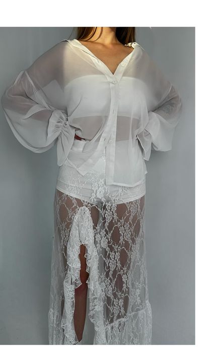 Спідниця з мережива з шортами | Спідниця з гіпюру біла, чорна