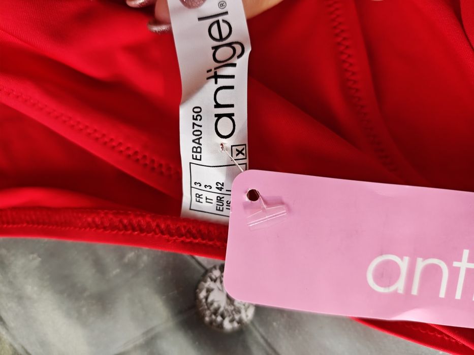 Kostium strój kąpielowy czerwony siatka r.L, 40 nowy