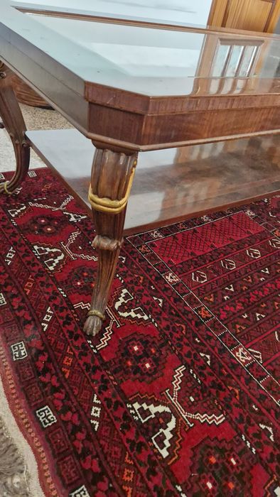 Mesa de apoio centro de sala de madeira e vidro