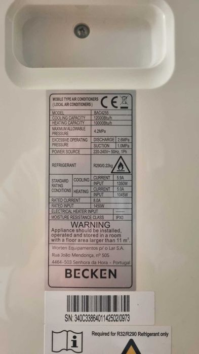 Ar Condicionado Portátil Becken como novo