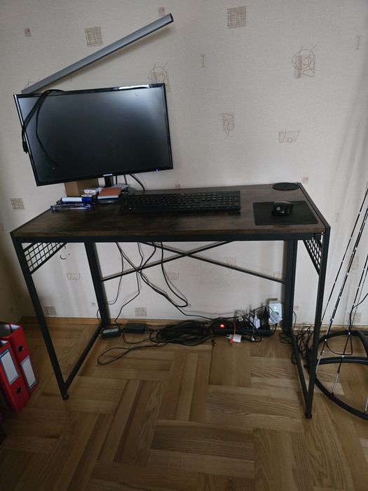 Biurko Komputerowe 100X50X76,5 Cm Rustykalny Brąz, Czarny