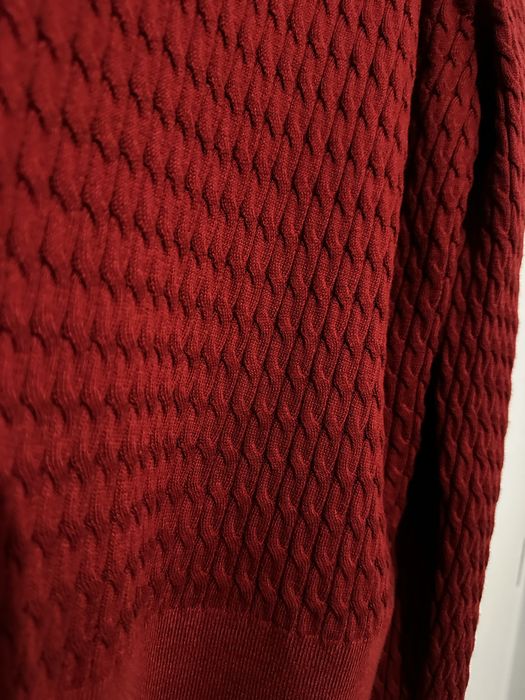 Sweter bawelniany o szerokim splocie Regatta red Hilfiger