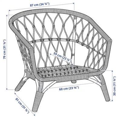 IKEA Stockholm rattan chair with cussions