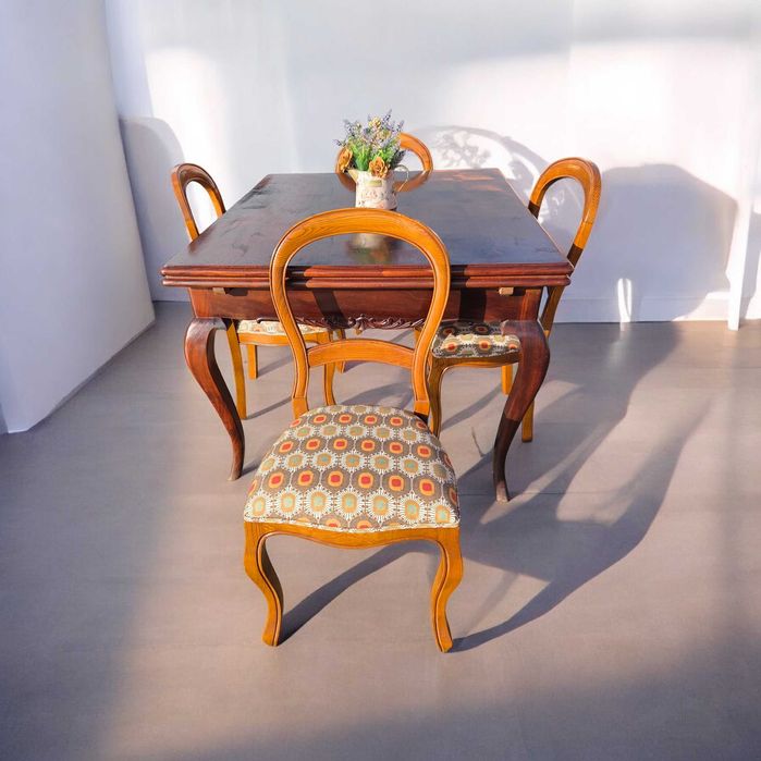 Mesa Jantar Queen Anne 4 Cadeiras