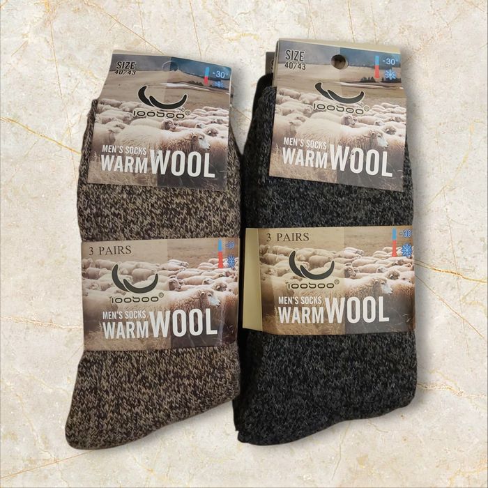 Komplet 6 par skarpety męskie wełniane 60 zł