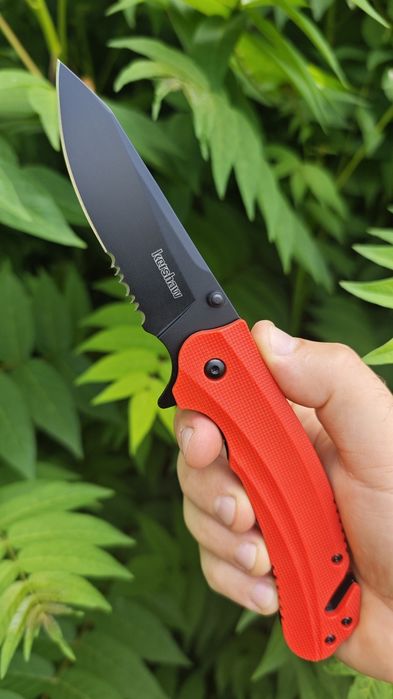 Ніж рятівника KERSHAW BARRICADE 8650ST SERRATED SpeedSafe,склобій,стропоріз,edc, складний ніж для щоденного використання, яскраві накладки