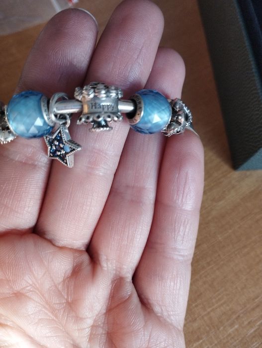 Bransoletka Pandora open bangle zestaw z charmsami