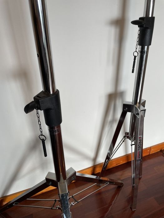 tripés de colunas, maraca PROEL (vintage) de metal