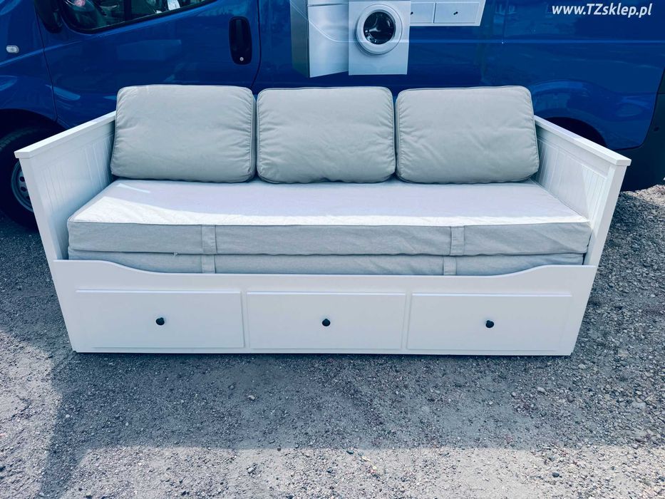 IKEA HEMNES Leżanka Łóżko z 3 szufladami, 2 materace , 3 poduszki białe Transport