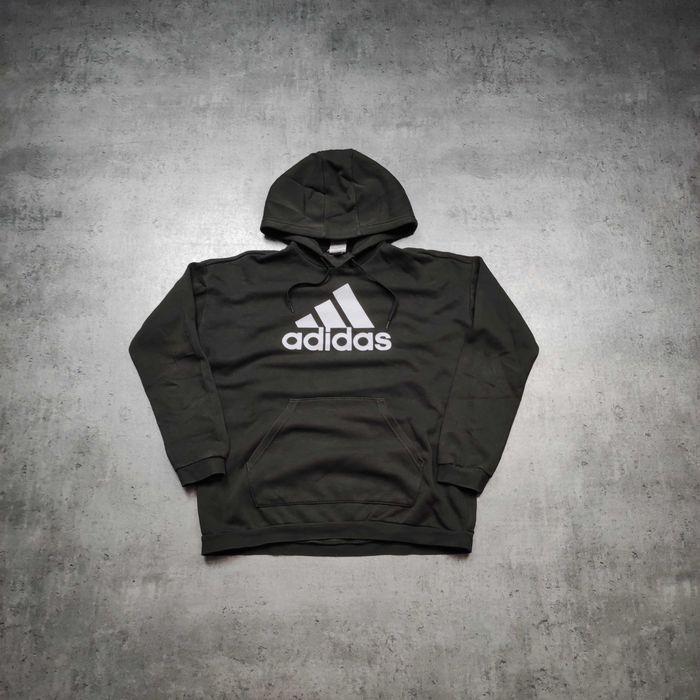 MĘSKA Bluza z Kapturem Khaki Oliwka Adidas Nadruk Sportswear Active