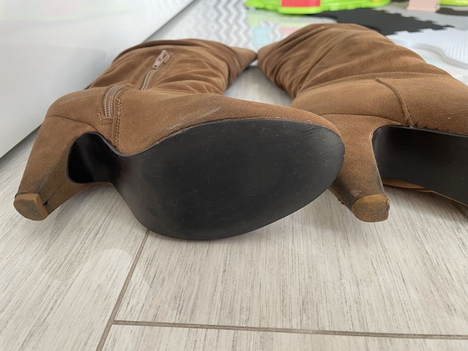 Buty damskie botki kozaki zamszowe brązowe 36