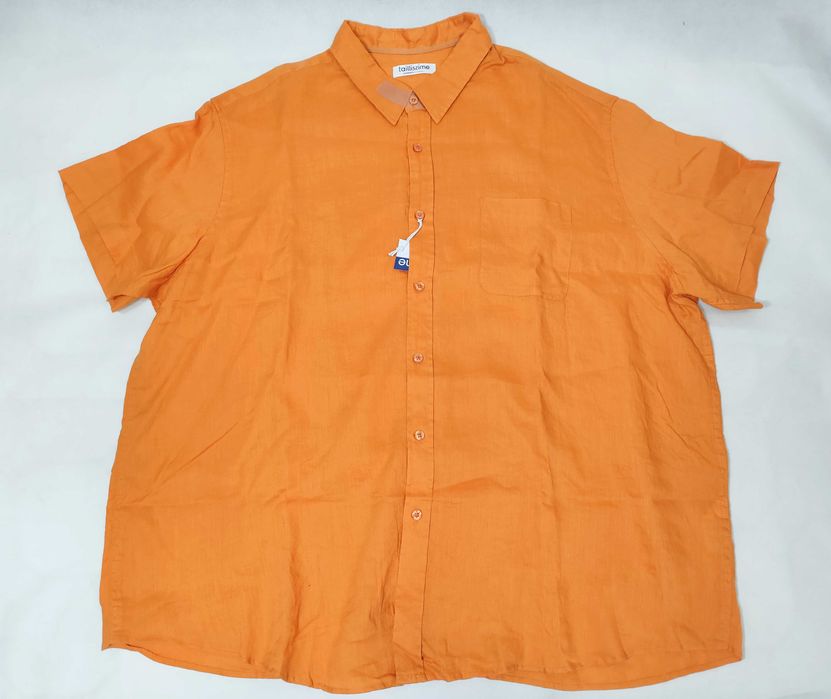 Koszula męska PLUS SIZE 5XL lniana z krótkim rękawem TAILLISSIME  51/52 MK0063