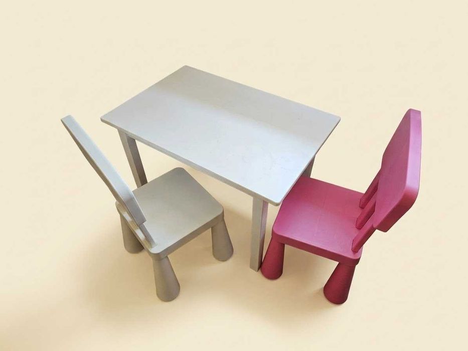 Stoliczek i krzesełka dziecięce IKEA SUNDVIK + Mamut białe różowe
