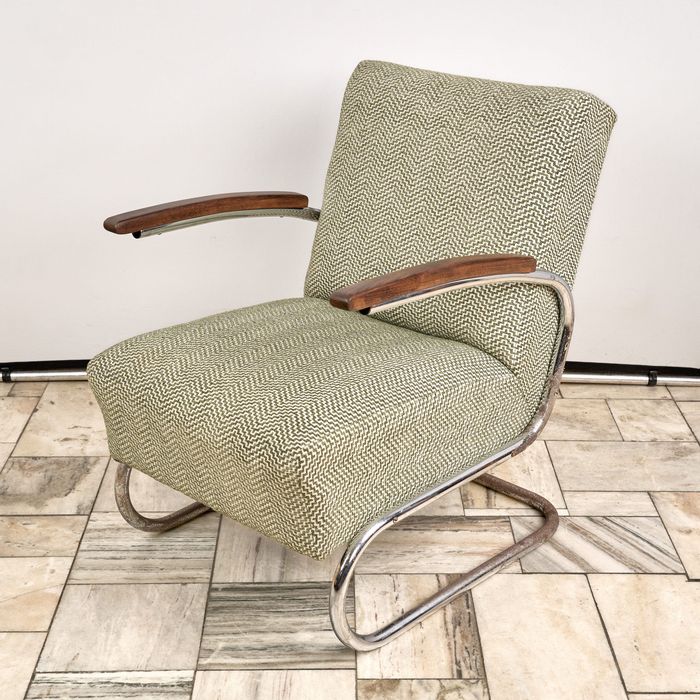 Fotel Bauhaus S-411, Thonet, lata 30. XX wieku, Czechosłowacja