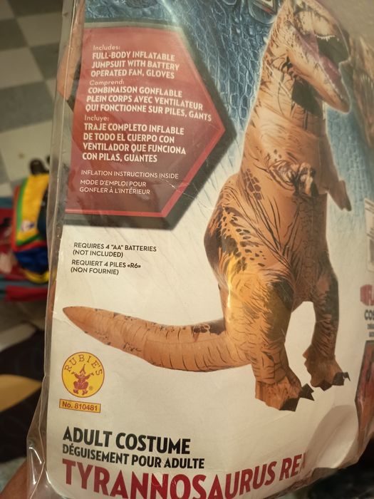 Fato fantasia dinossauro insuflável adulto
