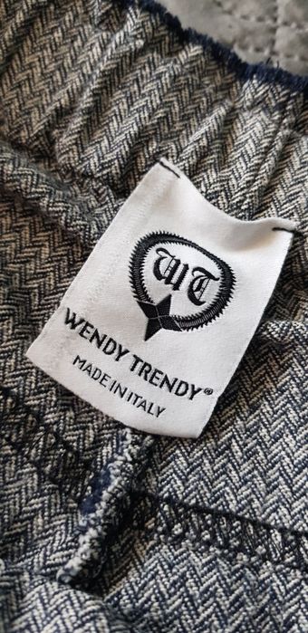 Wendy Trendy M spodnie w jodełkę eleganckie bawełniane