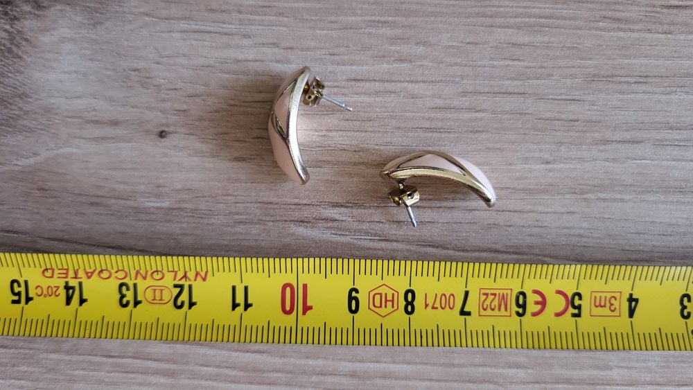 Kolczyki różowo złote z emalia vintage 80/90's