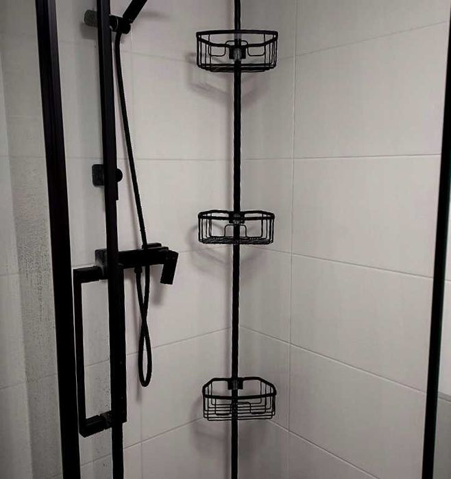 PÓŁKA ŁAZIENKOWA TELESKOPOWA narożna pod prysznic regulowana 3 półki