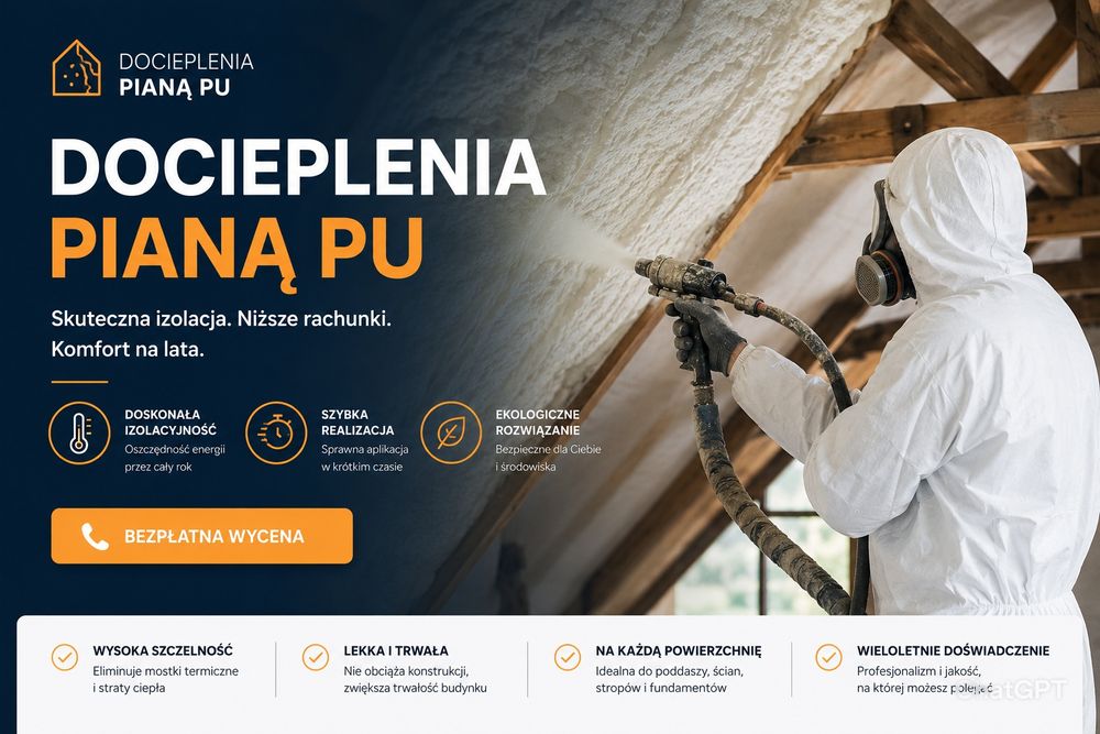 Ocieplenie  pianą Poliuretanową  – poddasza, ściany, stropy | Profesjonalnie