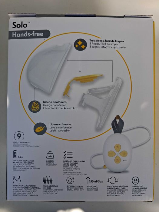 Vendo bomba tira-leite elétrica Medela Solo Hands-free em excelente estado, praticamente nova.