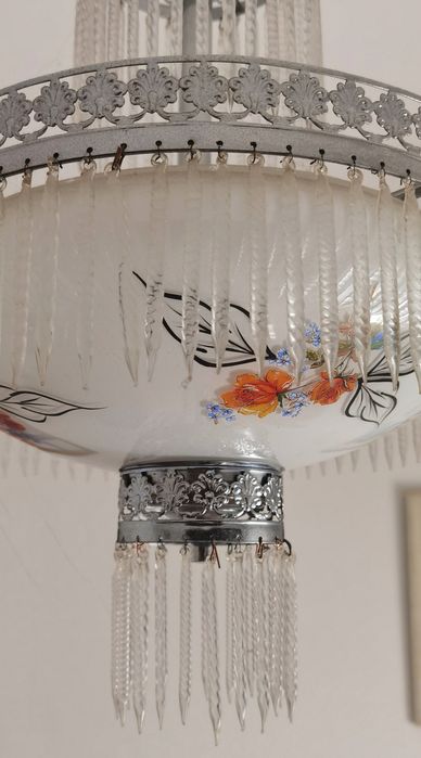 Candeeeiro de tecto em vidro antigo
