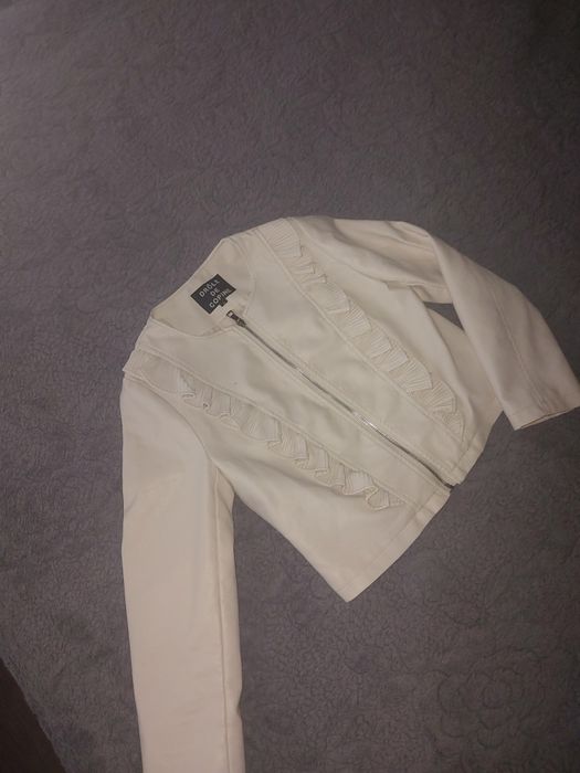 Kurtka ram9neska dziewczęca damska S ecru skóra ekologiczna