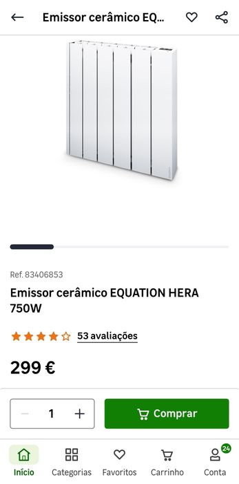 Emissor térmico cerâmico Equation Hera 750W NOVO