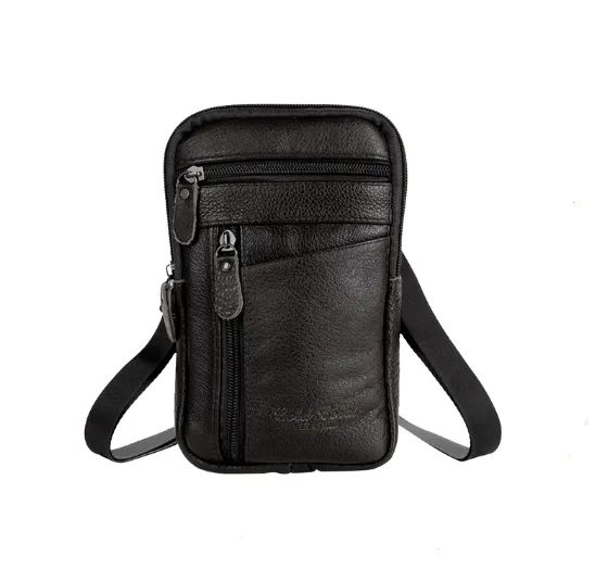 męska torba skórzana na ramię nerka czarna