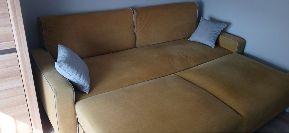 Duża kanapa z funkcją spania 180x220 - sprężyny kieszeniowe, stan bardzo dobry