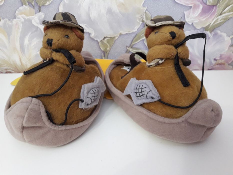 Тапочки детские мишки рыбаки