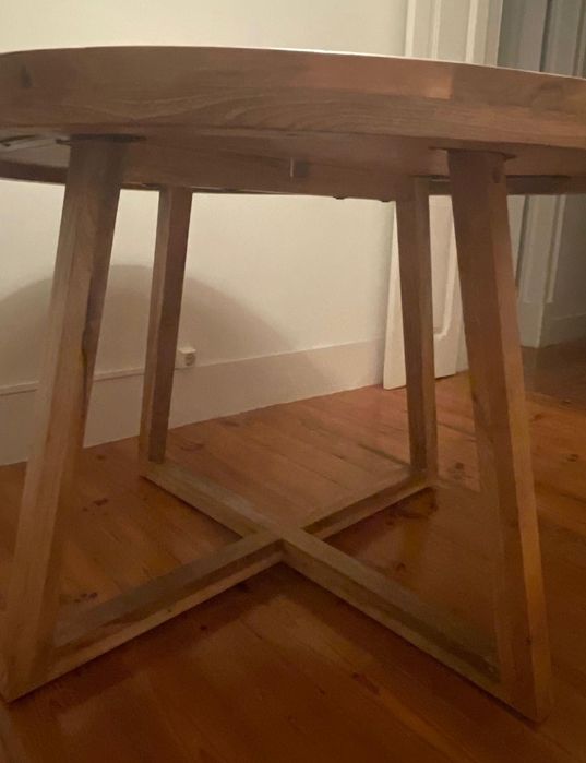 Mesa de Jantar Redonda em Madeira Maciça Ø120 cm | Excelente Estado