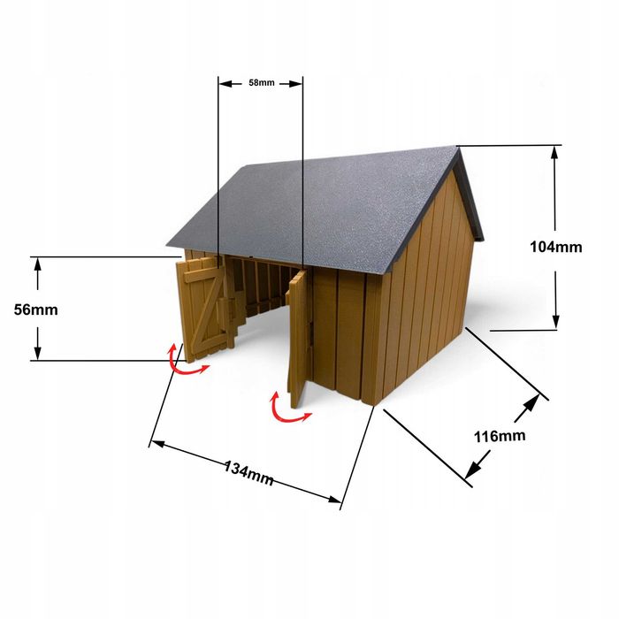 Model stodoły 1:43 – Idealny do dioram,  druku 3D