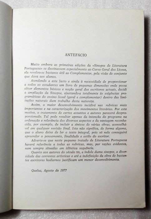 Livro Sinopse de Literatura Portuguesa