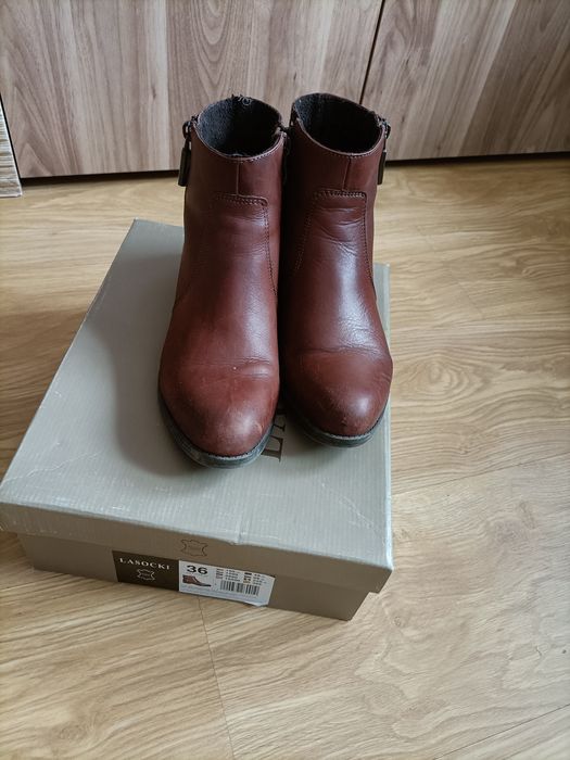 Brązowe botki skórzane Lasocki 36