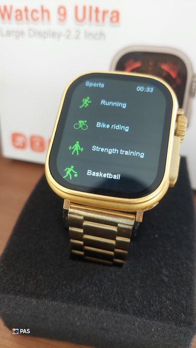 24K Ultra 9 Smartwatch - 2 braceletes de metal Bateria 220mah Ecrã 2.0