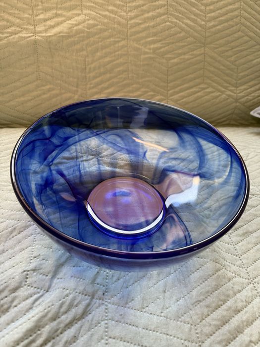 Szklana misa Ząbkowice Alabaster Blue –unikat, kolekcjonerska! Nowa