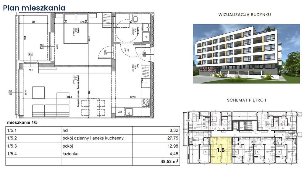 Mieszkanie 2 Pokoje, duży balkon , komórka lokatorska + m. postojowe