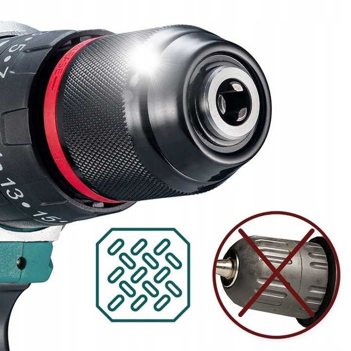 ZESTAW Wkrętarka akumulatorowa udarowa wiertarka metalowa głowica MOC