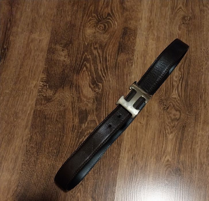 Pasek skórzany w ciemnobrązowym kolorze