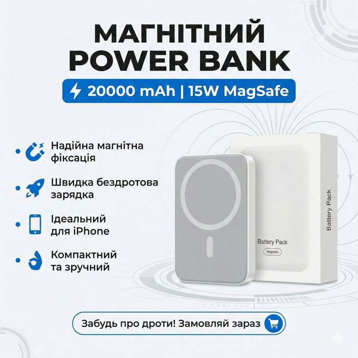 Магнітний павербанк Magnetic Battery Pack 20000 mAh