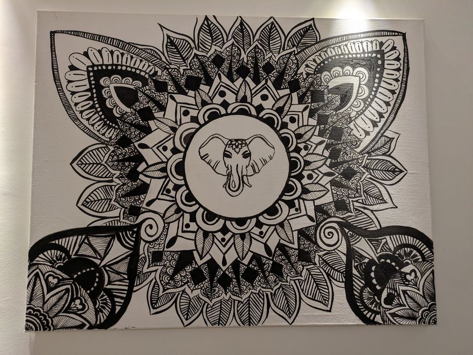 Pintura Boho Style Elefante (Feito à mão)