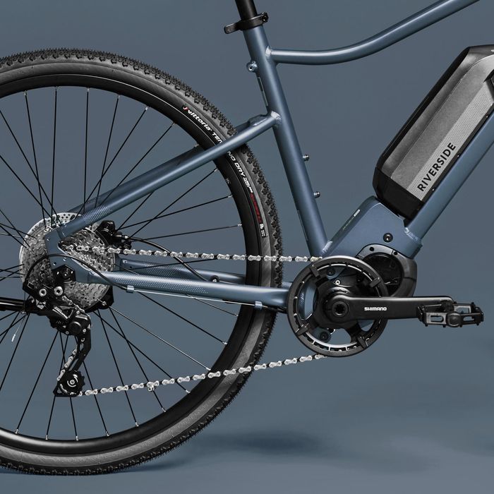 BICICLETA DE TREKKING ELÉTRICA RIVERSIDE 540 E AZUL (BATERIA CINZENTA)