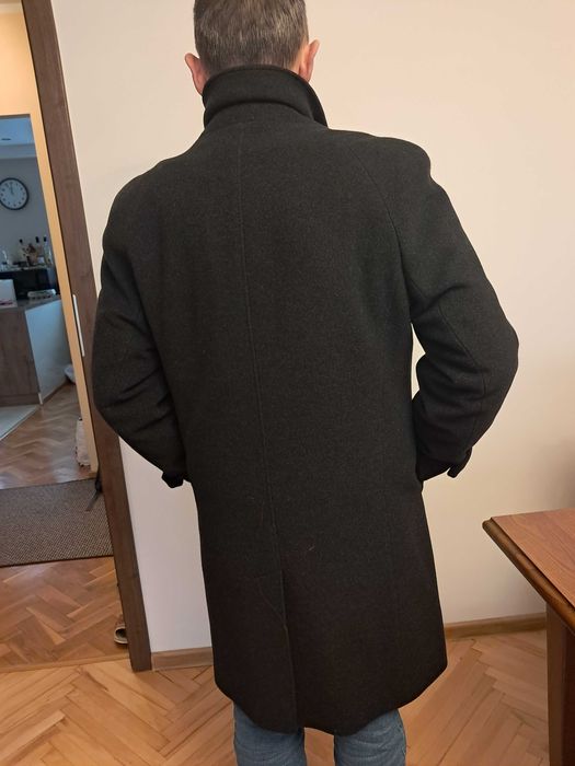 Płaszcz wełniany męski ciemno szary L 50